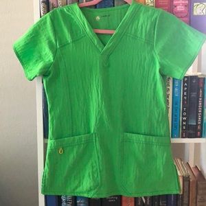 XS lime green Wonder Wink scrub top